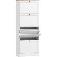 HOMCOM Modern Compact Four-Drawer Shoe Storage Cabinet - White