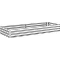 Outsunny Metal Raised Garden Bed Planter Box Outdoor Planters for Growing Flowers, Herbs, Green, Silver