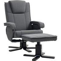 HOMCOM Rocker Swivel Recliner Chair with Footstool - Charcoal Grey Velvet