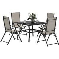 Outsunny Five-Piece Steel Frame Patio Set - Khaki/Black