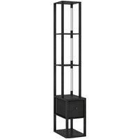 LED Floor Lamp with Shelves, Adjustable Brightness, Foot Switch for Bedroom