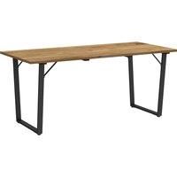 Outsunny Garden Table for 6, 175 x 80 cm Large Rectangle Outdoor Dining Table with 5cm Parasol Hole and Slatted Top, Weather Resistant Fir Wood Patio Table for Balcony, Terrace, Brown