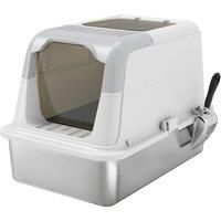 Stainless Steel Litter Box, Enclosed Cat Litter Tray with Scoop, Deodorizer Bag
