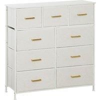 HOMCOM Chest of Drawers with 9 Fabric Drawers, Boucle Storage Organiser with Steel Frame, Fabric Dresser for Bedroom, Living Room, Hallway, Cream White