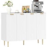 HOMCOM Sideboard Buffet Cabinet, Modern Kitchen Storage Cabinet with Adjustable Shelves, Kitchen Sideboard for Living Room Hallway, White