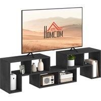 HOMCOM TV Stand for TVs up to 75 Inches, Free Combination TV Unit with Storage Shelves, Extendable Entertainment Centre for Living Room, Black Wood Grain