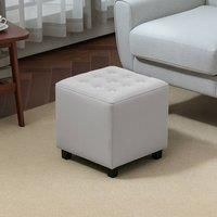 HOMCOM Velvet-Feel Square Ottoman - Light Grey, none