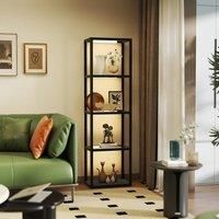 HOMCOM LED Floor Lamp with Glass Shelves, 4 Layers Dimmable Tall Standing Lamp, Modern Column Shelf Floor Light for Living Room, Bedroom, Office, Black