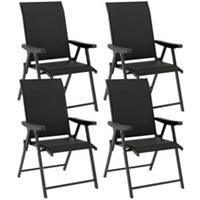 Outsunny 4PCS Folding Chair w/ Breathable Mesh Fabric Seat, Black