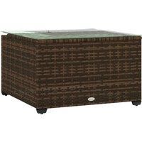 Outsunny 62 x 62cm Glass-Top Rattan Side Table - Brown