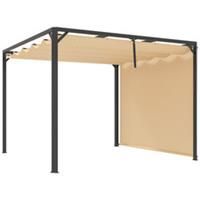 Outsunny 3 x 3(m) Pergola with Retractable Roof & Roller Shade, Khaki