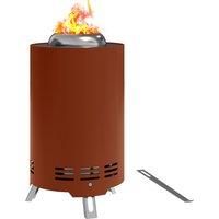 Outsunny Smokeless Fire Pit, 16 x 16 cm Stainless Steel Portable Wood Burning Firepit with Poker for Garden Camping Bonfire Party, Red