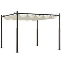 Outsunny 3 x 3(m) Pergola with Retractable Roof, 80mm Metal Column, White