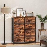 HOMCOM Chest of Drawers, Double Dresser for Bedroom with 8 Fabric Drawers, Tall Storage Unit with 4 Pockets, 2 Hooks and Steel Frame for Living Room, Hallway, Rustic Brown
