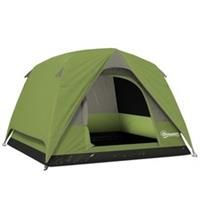 Outsunny 3-4 Person Camping Tent, Waterproof Tent, Olive Green and Grey