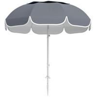 Outsunny Beach Umbrella, Adjustable Height & Tilt Portable Parasol, Grey