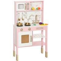 AIYAPLAY Kids Play Kitchen with Pretend Play Cooking Accessories, Pink