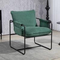 Versatile Green Chenille Chair 68x76x81cm with Cushions & Side Pockets