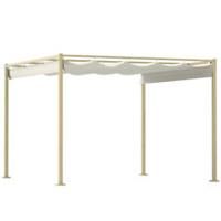 Outsunny 3 x 3(m) Garden Pergola with Retractable Roof, UPF30+, Khaki