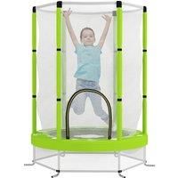 AIYAPLAY 4.6FT Toddler Trampoline w/ Safety Enclosure Net, for Indoor Outdoor Use, Ages 3-6 Years, Cloud Pattern - Green