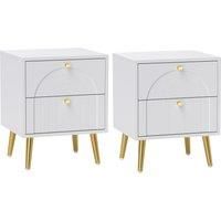 HOMCOM 2-Drawer Bedside Table Set of 2 - White