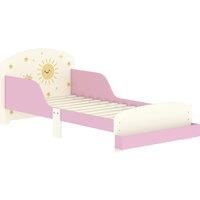 AIYAPLAY Toddler Bed with Storage, Guardrails, Sun Design, for Ages 3-8 Years, Fits 140 x 70cm Mattress,