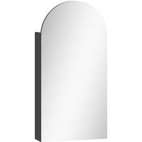 HOMCOM Arched Bathroom Mirror Cabinet with Adjustable Glass Shelves - Black