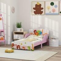 Toddler Bed, Cute Animal-Themed Kids Bed Frame w/ Safety Rails, 143 x 77 x 60cm