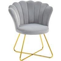 HOMCOM Velvet-Feel Lotus Petal Accent Chair - Grey Aosom UK