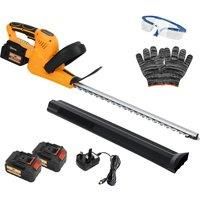 Outsunny Cordless Hedge Trimmer, Electric Hedge Cutter with 51cm Blade, Brushless Motor and 2 x 4.0Ah Batteries for Branches, Shrubs, Twigs, Orange
