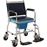Rolling Shower Chair with Wheels, Bedside Commode Wheelchair for Seniors
