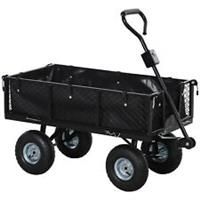 Outsunny Garden Cart with Removable Liner, Quick-Release Sides, Black