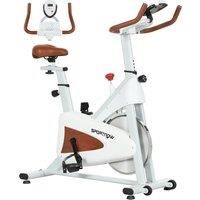 SPORTNOW Indoor Exercise Bike, Quiet Stationary Bike, Stylish Cycling Machine with Adjustable Seat and Resistance, LCD Monitor, Tablet Holder, for Home Gym Cardio Workout, White Aosom UK