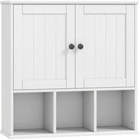 Bathroom Wall Cabinet, Farmhouse Medicine Cabinet with Open Compartments, White
