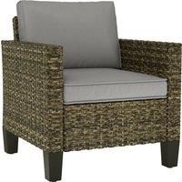 Outsunny Single Rattan Armchair, with Cushions - Mixed Grey