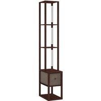 LED Floor Lamp with Shelves, Adjustable Brightness, Foot Switch for Bedroom
