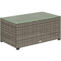 Outsunny 90 x 50cm Glass-Top Rattan Side Table - Dark Grey