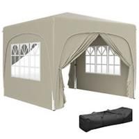 Outsunny 3 x 3(m) UPF50+ Pop Up Gazebo with Sides and Carry Bag, Sand