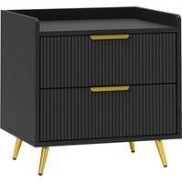 HOMCOM Elegant Two-Drawer Bedside Table - Black