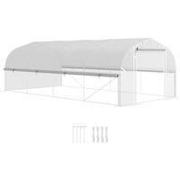 Polytunnel Greenhouse with Roll Up Sidewalls, Mesh Door, Plant Labels