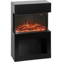 HOMCOM Electric Fireplace with 3D Flame Effect, 6 Colours & 3 Brightness Levels, 1000W/2000W Black Electric Fire and Mantel Reach up to 30? Space with Remote & Timer, 3 Sided View for Living Room