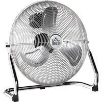 HOMCOM Metal Floor Fan with 3 Speeds & 120 Adjustable Tilt - Silver Tone