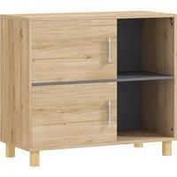 HOMCOM Bathroom Cabinet, Freestanding Bathroom Cabinet with Open Compartments and Double Doors