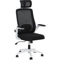 HOMCOM Executive Office Chair, Ergonomic Mesh High Back Desk Chair with Flip-up Armrest, Lumbar Support, Rotatable Headrest for Home Study, Black