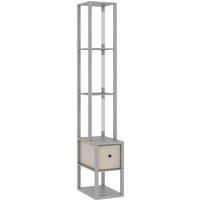 LED Floor Lamp with Shelves, Adjustable Brightness, Foot Switch for Bedroom
