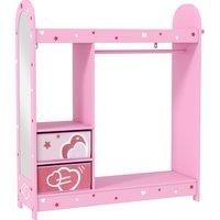 Kids Clothes Rail, Children Dress up Storage with Mirror for Bedroom, Pink