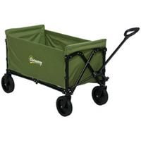 Outsunny 120L Folding Collapsible Wagon with Adjustable Handle, Green