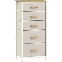 HOMCOM Chest of Five Fabric Drawers - Beige