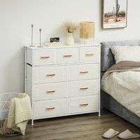 HOMCOM Chest of Drawers with 9 Drawers, Boucle Storage Organiser, Cream, Cream