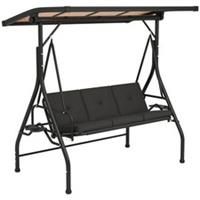 Outsunny 3 Seater Garden Swing Seat Bed, Convertible Swing Chair, Black